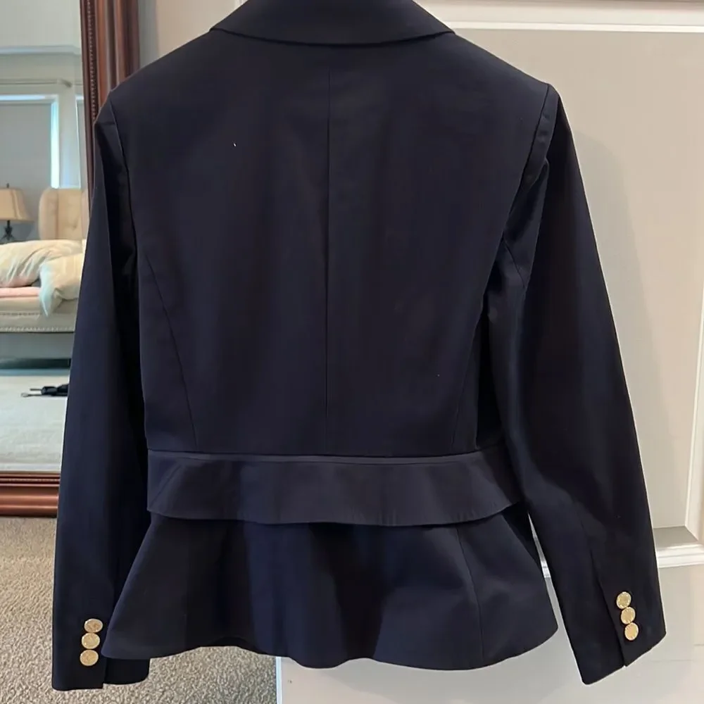 Tory Burch Blazer Pierre Navy Blue One Button Blazer